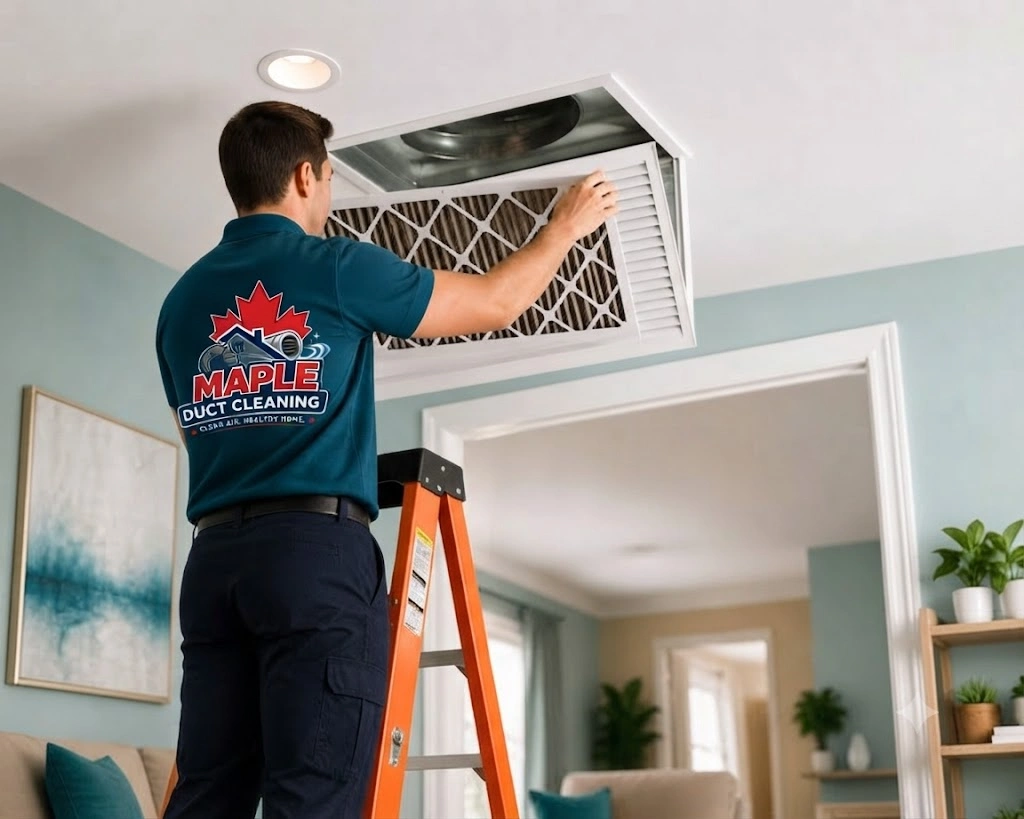 Professional Air Duct Cleaning Service Technician illustrating Hello Duct expertise